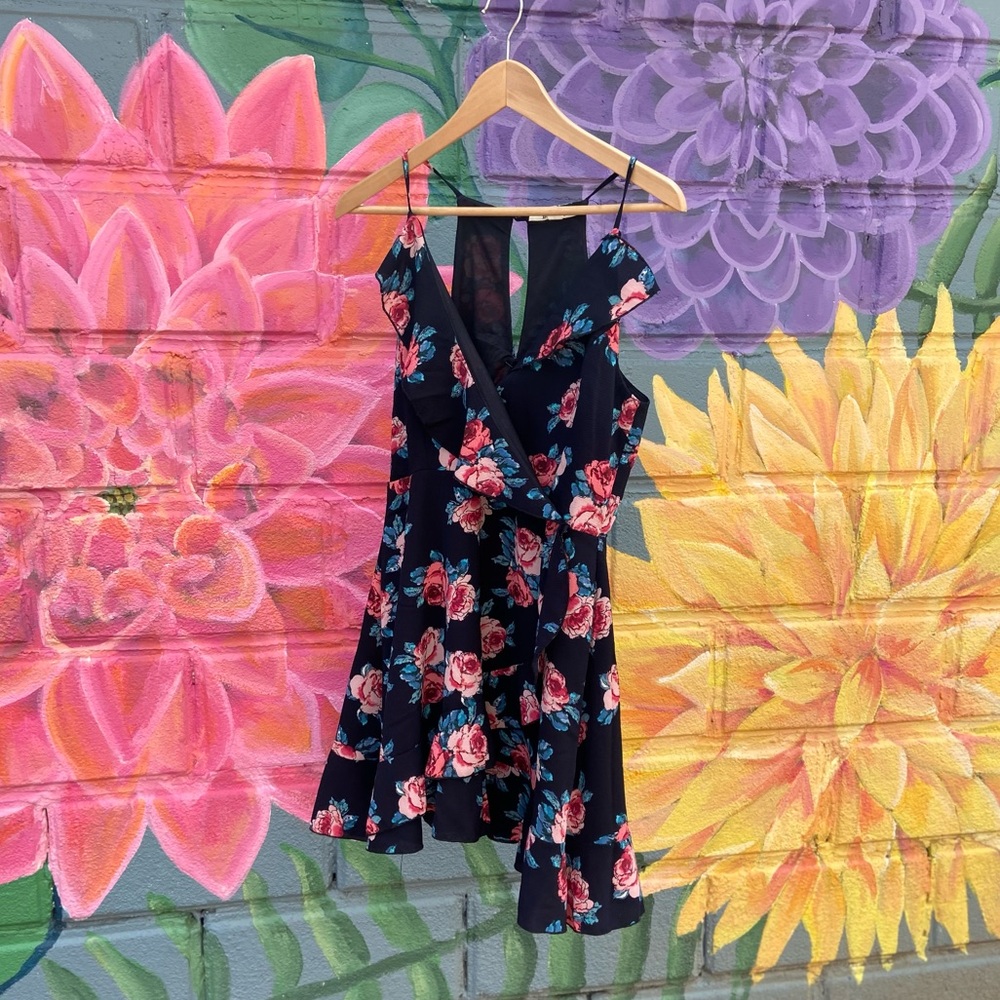Miami ruffle floral party dress